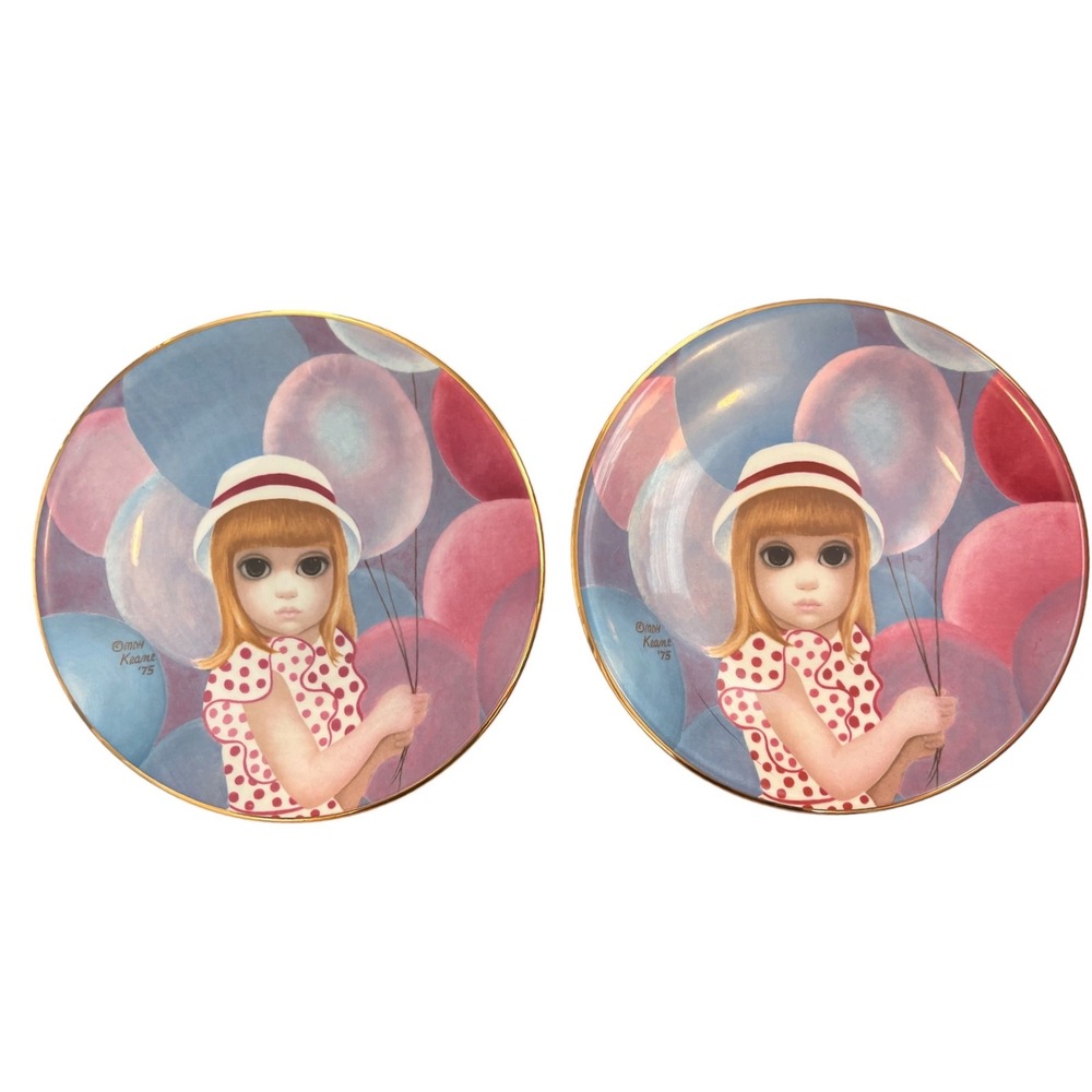 Margaret Keane The Balloon Girl Plates Set 2 Crown Ducal 1976 Limited Edition 8"